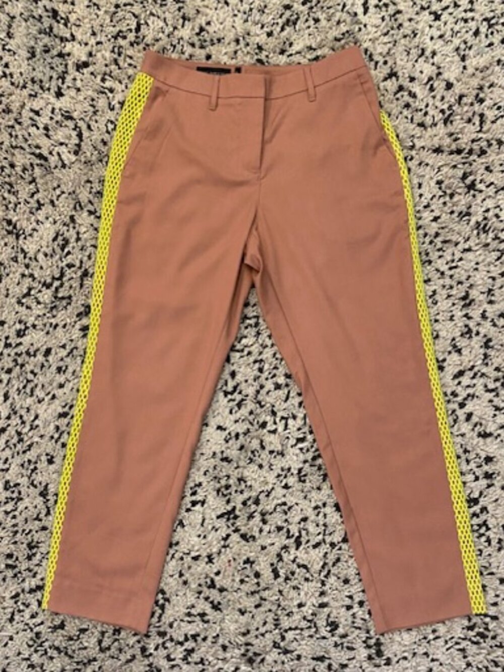 Wildfang Cropped Pants 8 brown and Neon Yellow